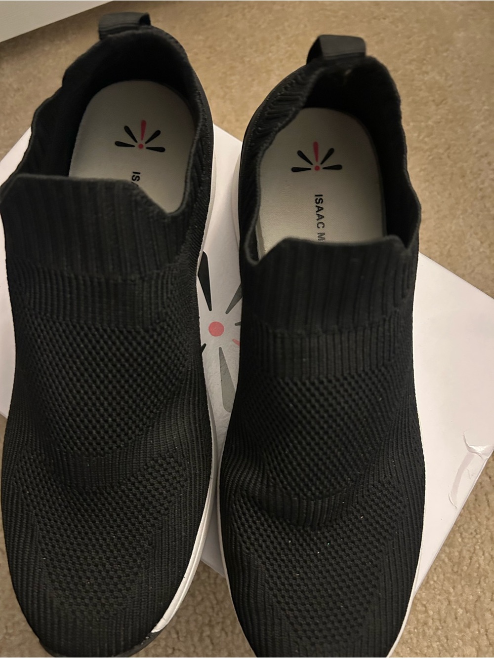 Isaac Mizrahi Black Knit Slip-On Sneakers